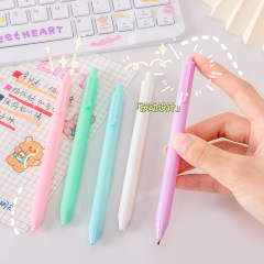 Highly stylish Macron-colored click-action neutral pens—student and office stationery, 0.5mm black ink, signature-style ballpoint pens