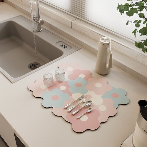 Kitchen countertop drain mat, flower bar mat, wash basin diatom mud absorbent mat, no-wash dishware, mildew-proof placemat