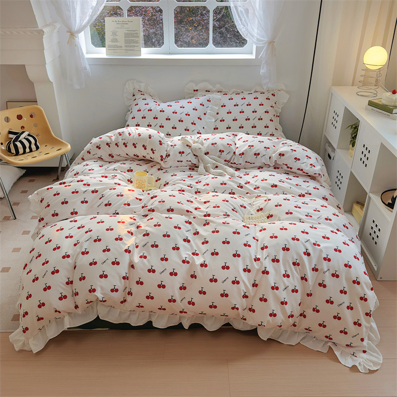 Nuevo estilo francés suave in encaje flor de algodón lavado con agua cama de cuatro piezas sábanas de cama