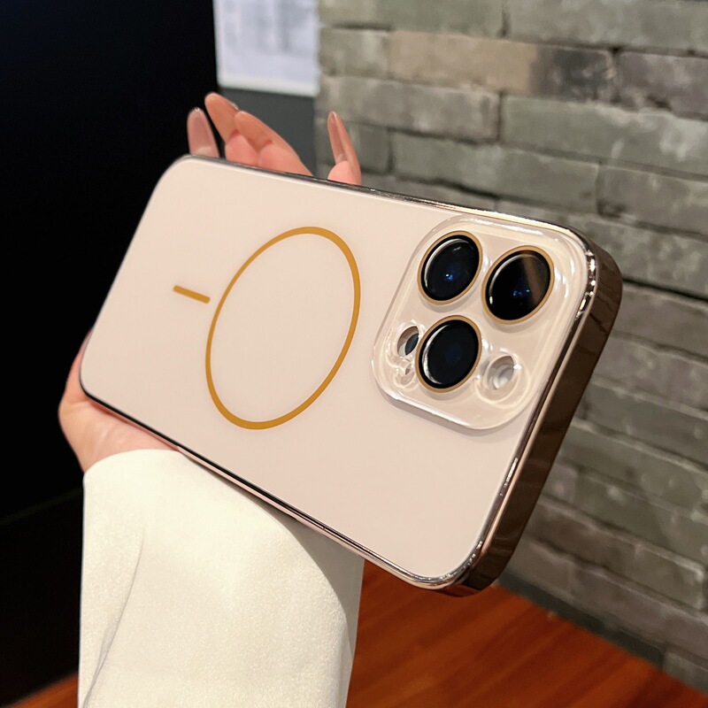 iPhone17電気メッキAGマット細円磁気吸着携帯電話ケース、Apple 16promax高級感レンズフィルムに適用|undefined