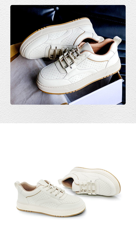 Giày sneaker nam da thật cổ thấp đế bằng dây buộc — GX118 màu mơ chi tiết 10