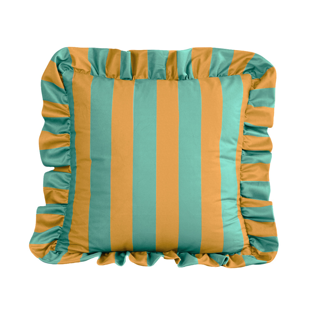Cross-border ins rayas coreanas holandesas de loto falda almohada de tela para el hogar decoración americana sofá funda de almohada