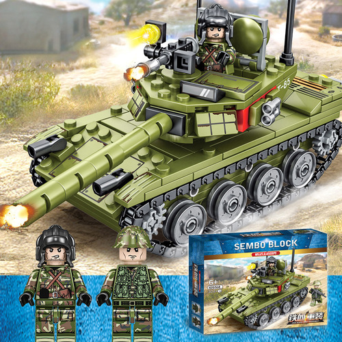 Compatible with LEGO tanks 42027 compatible with LEGO building blocks boys assembled children's military toys drop shipping