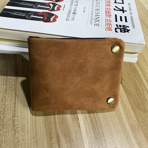 Factory wholesale crazy horse leather wallet short horizontal genuine leather coin purse retro casual head layer cowhide buckle wallet