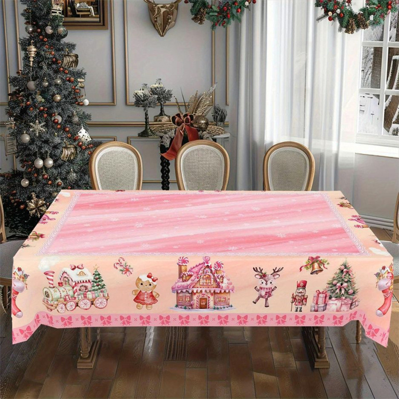 Nuevo manto de mesa de Navidad árbol de Navidad muñeco de nieve alce impresión digital manto de mesa transfronteriza amazónica decoración festiva image 14