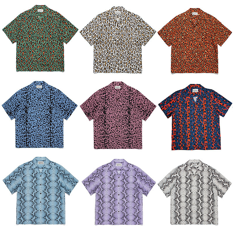 Cross-Border Foreign Trade New Japanese-Style Leopard Print Color-Blocking Snake Print Hawaiian Couple Short-Sleeve Floral Shirt Loose Top for Men and Women Cross-Border Foreign Trade New Japanese-Style Leopard Print Color-Blocking Snake Print Hawaiian Couple Short-Sleeve Floral Shirt Loose Top for Men and Women