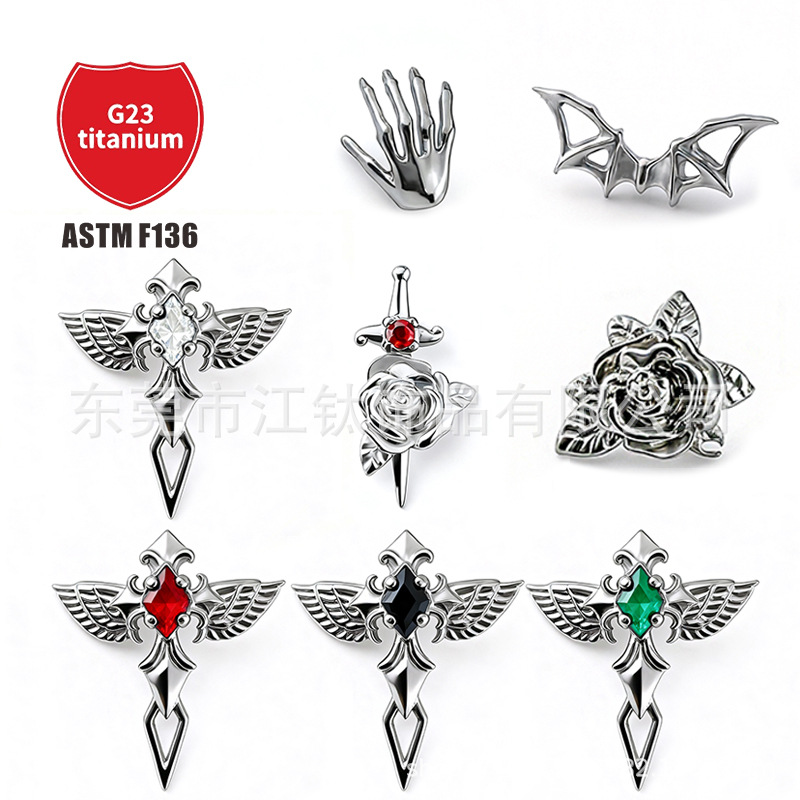 Pointed titanium steel lip stud product view