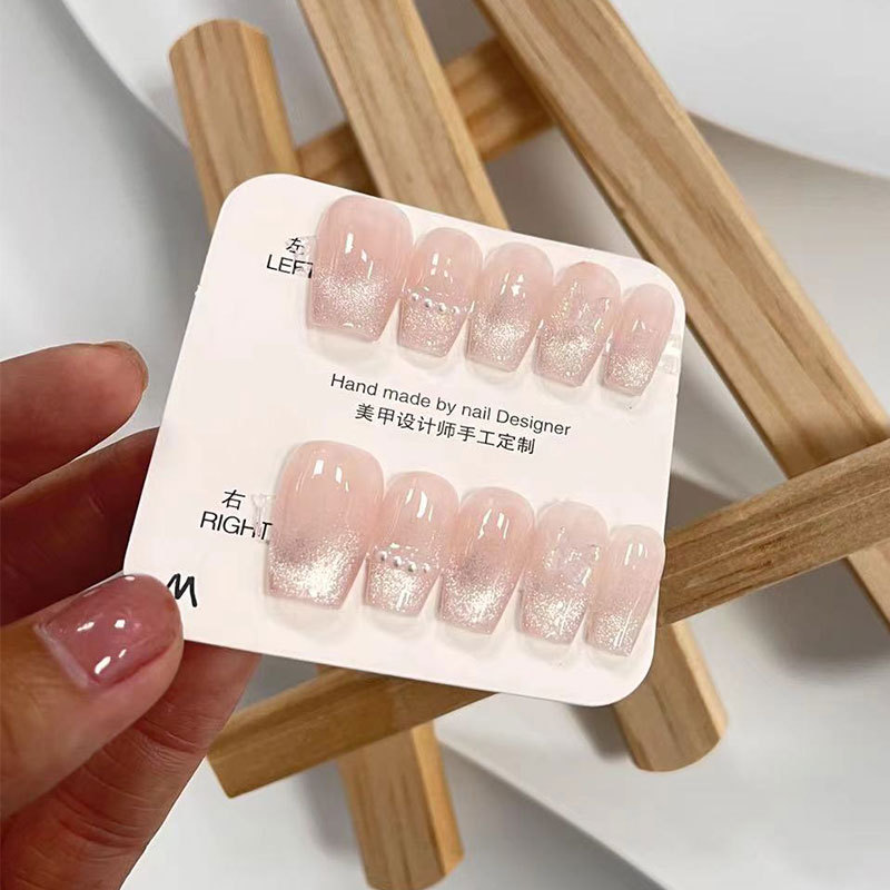 Kaiman simple rubor desgaste manual ojo de gato francés puro uñas falsas al por mayor desgaste desmontable pieza de uñas