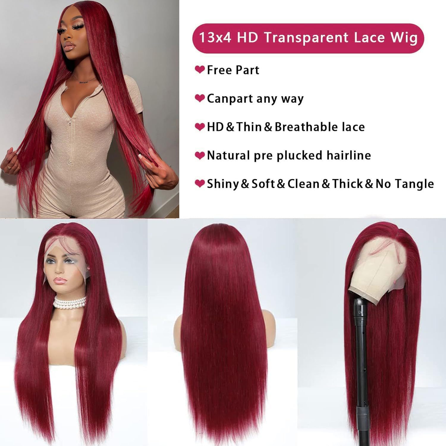 Nuevos productos transfronterizos europeos y estadounidenses venta caliente vino rojo cabello largo 13 * 4 encaje fibra química cubierta de cabeza fábrica en stock