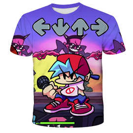 2023欧美新款跨境T恤游戏周边星期五放克夜数码印花 儿童宽松短袖