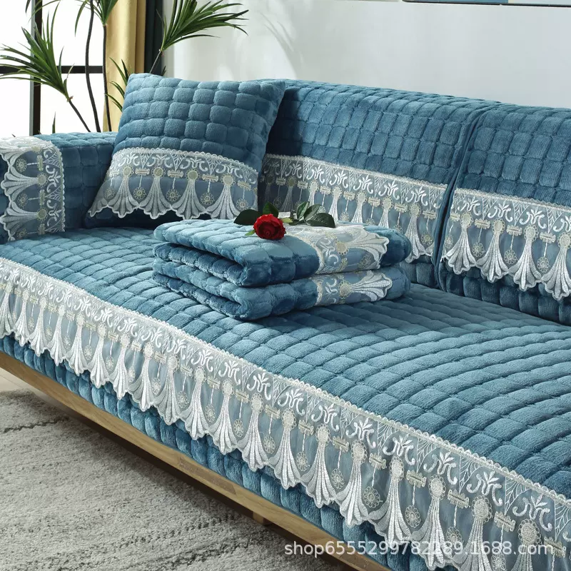 冬季毛绒沙发垫现代简约坐垫子加厚防滑皮沙发套罩冬款盖巾批发