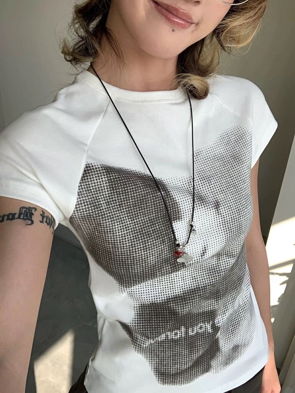 【210g 40番手純綿】クマプリント スリムフィット 半袖Tシャツ レディース 夏新作 ショートアメリカントップス トレンド|undefined