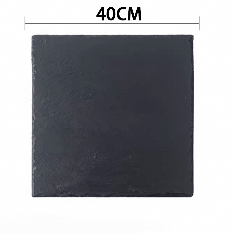 Estilo europeo natural occidental restaurante Placa de pizarra Luz de lujo barbacoa Placa de roca negra vajilla creativa estera de aislamiento Placa de sushi