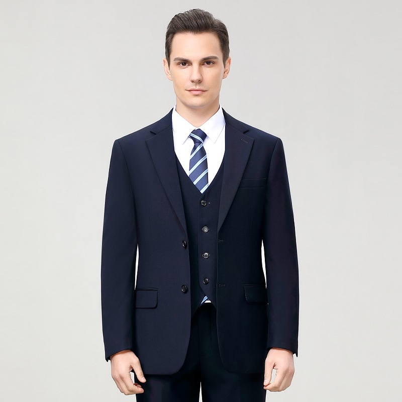 하이 엔드 울 세트 세트 남자의 중년 비즈니스 원피스 단색 전문 세트 플러스 사이즈 웨딩 원피스 아빠 원피스