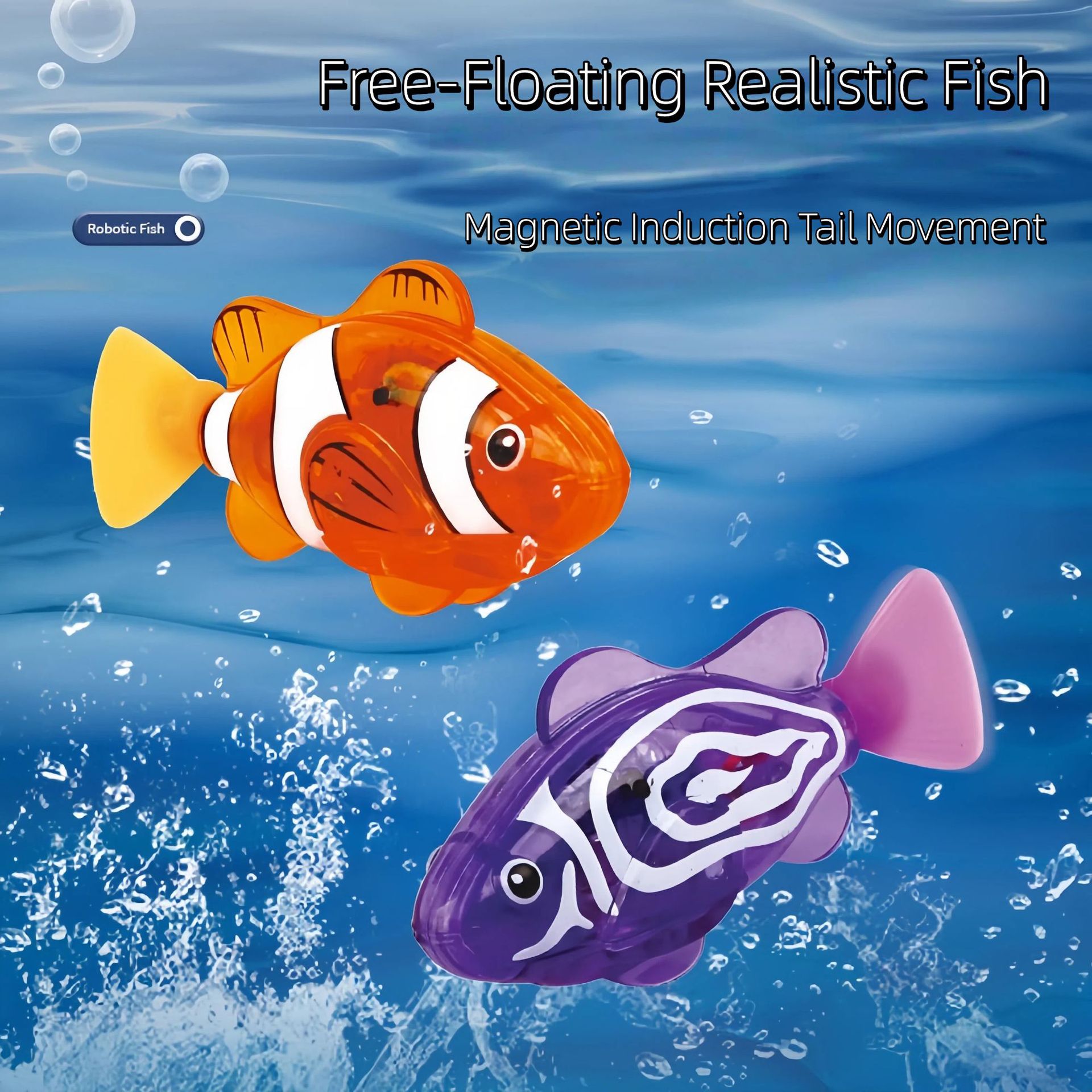 Bebé transfronterizo baño de inducción luminosa eléctrica pez pequeño jugando agua mascota peces niños natación simulación juguetes de peces payaso