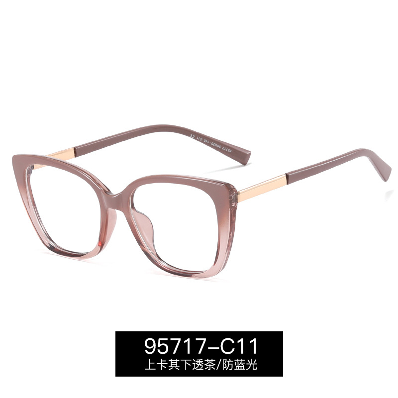95717 tendencia de la moda de dos colores marco grande gafas lisas mujeres TR90 marco completo anti-azul gafas de luz miopía marco