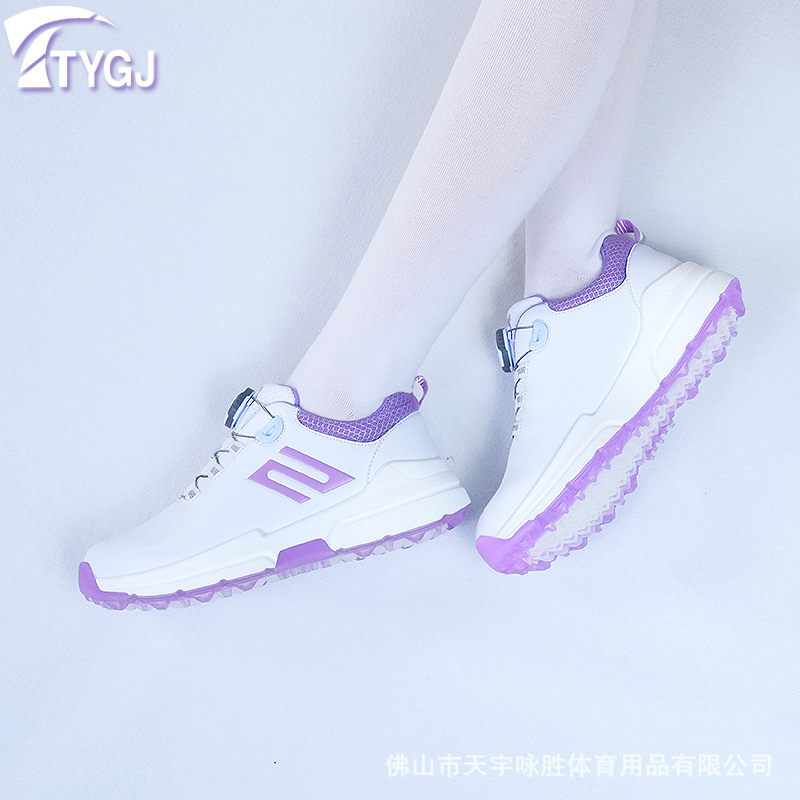 새로운 골프 신발 여성용 방수 운동화 회전 버튼 레이스 미끄럼 방지 단독 프로 스포츠 여성 신발