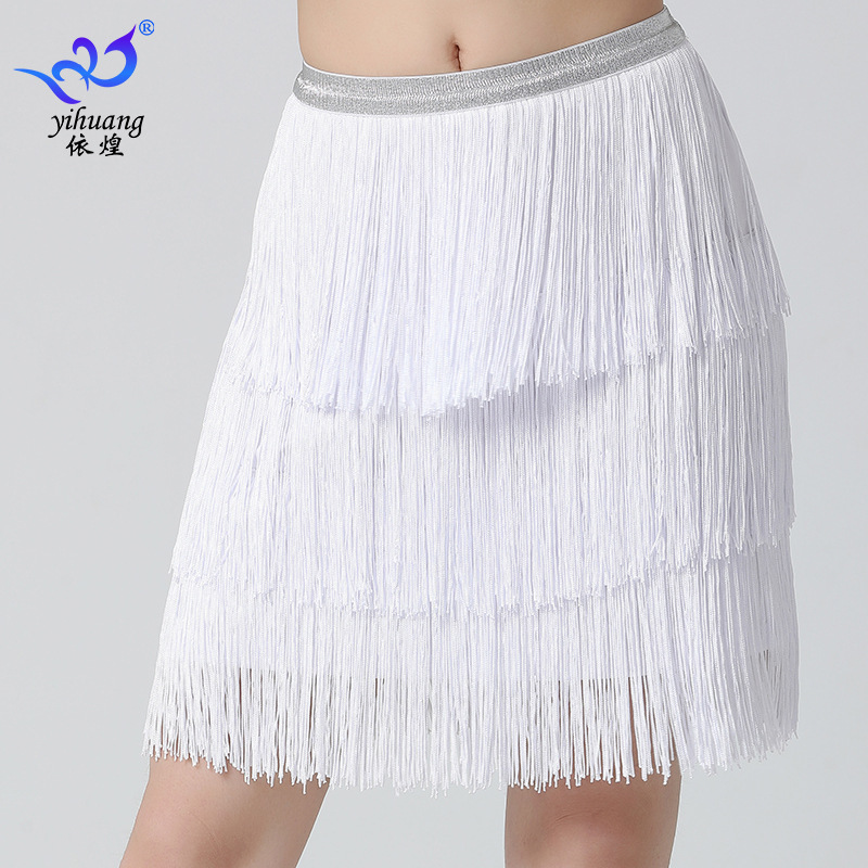 Latin Dance Tassel Skirt Dance Practice Skirt Holiday Performance Dress Stage Performance Dress Encrypted Tassel Dance Dress