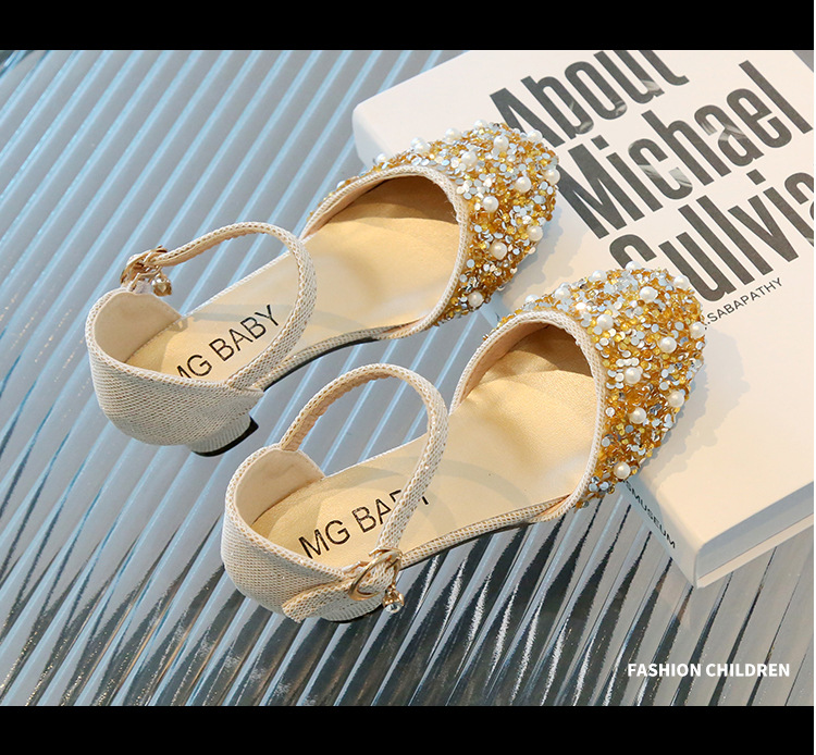 Pearl Water Diamond Princess Schuhe, Flachmund-Mode-Mädchensandalen, Mittelgroße High Heels, Sommer-Kinderschuhe_voghion.com
