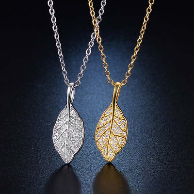 Zirconium trill hot style military necklace light luxury full leaves small senior feeling leaves clavicle chain necklace