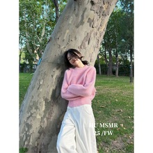 广州十三行正品冬季新款纯色圆领百搭显瘦ins高级感兔毛保暖毛衣