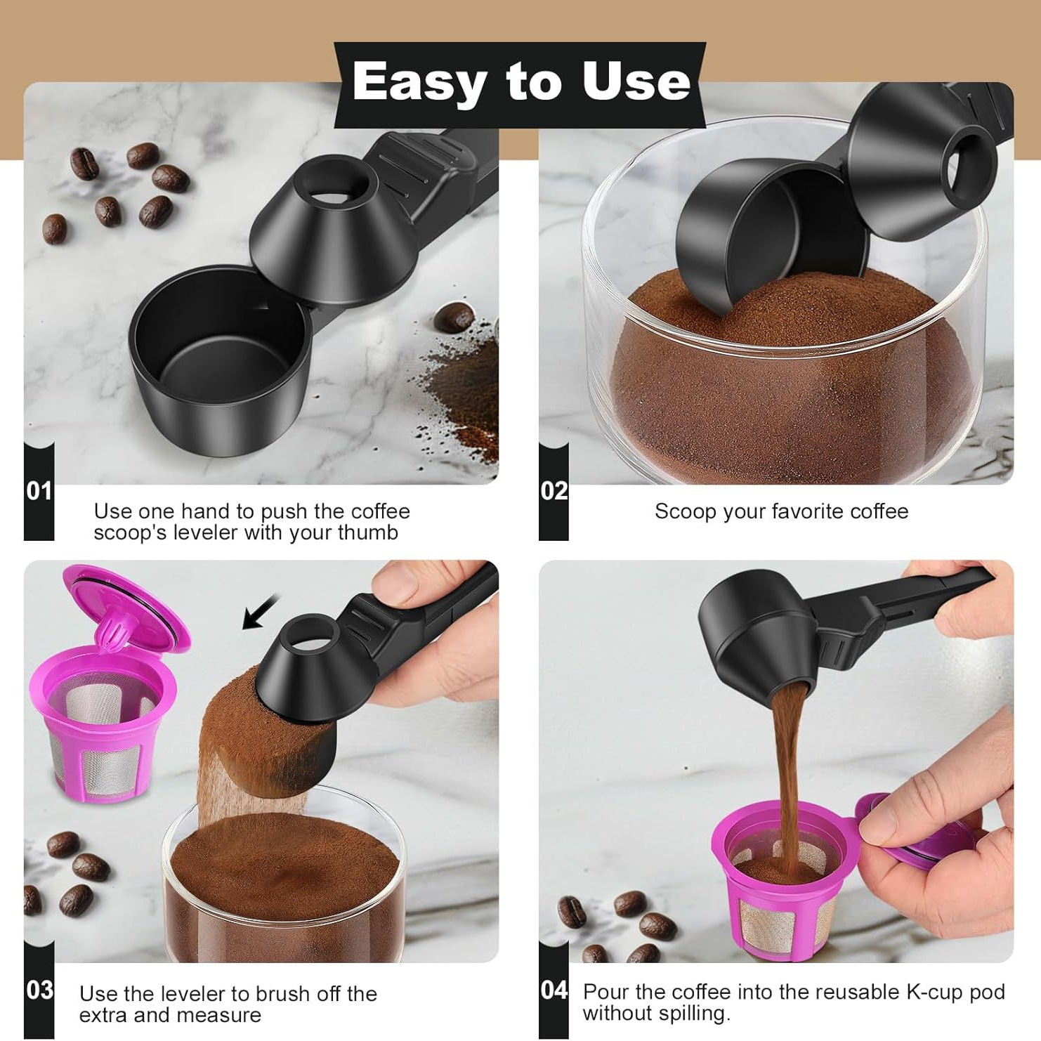 Nuevo transfronterizo Coffee Scoop creativo cucharas deslizantes cucharas de proteína de café en polvo cucharas de cucharas
