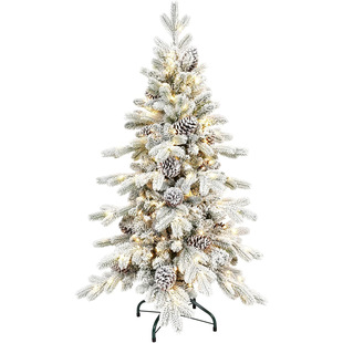 Export New Product Mixed Flocking Christmas Tree Warm Light Pine Cone Pe Artificial Pvc Artificial Christmas Tree Gift Decoration Tree