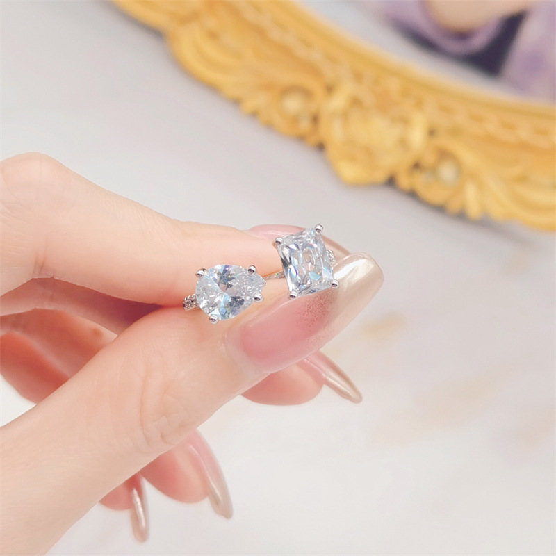 1 Piece Simple Style Asymmetrical Artificial Gemstones Plating Womenu0027S Open Ring