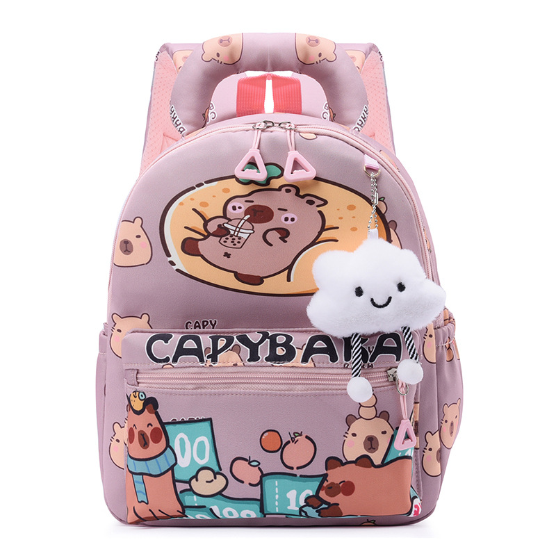 Carita encantadora mochila de niñas Kapibara, mochila transpirable de dibujos animados, mochila de jardín de infantes, 3 años de edad, 5 años de edad, mochila de niños.