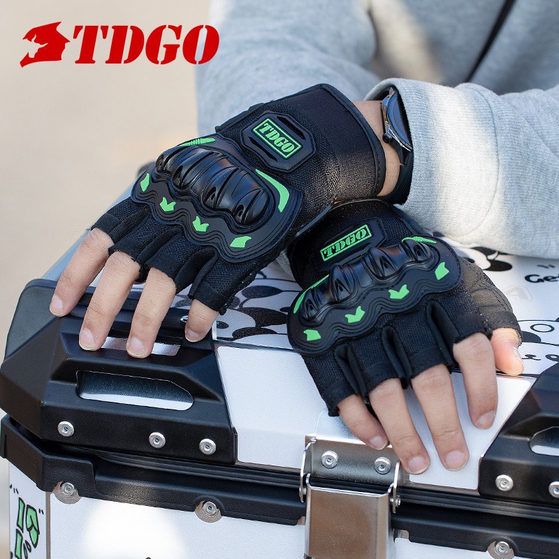 Guantes de motocicleta de verano para hombres con dedos y medio dedos guantes de motocicleta transpirables anti-caída guantes de bicicleta a prueba de viento