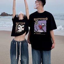 不一样的情侣装t恤夏装2023网红长短感小众男女同款减龄短袖