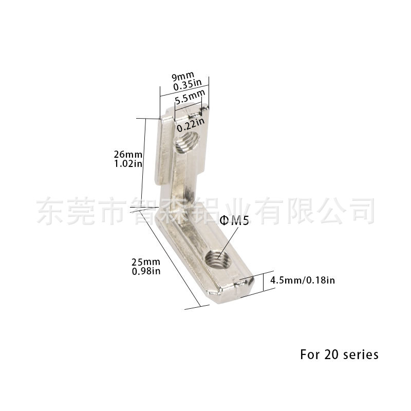 Conector de ranura de esquina de aluminio 2020 / 3030 / 4040 / 45 código de esquina incorporado en forma de L esquina de aleación de zinc gruesa negra