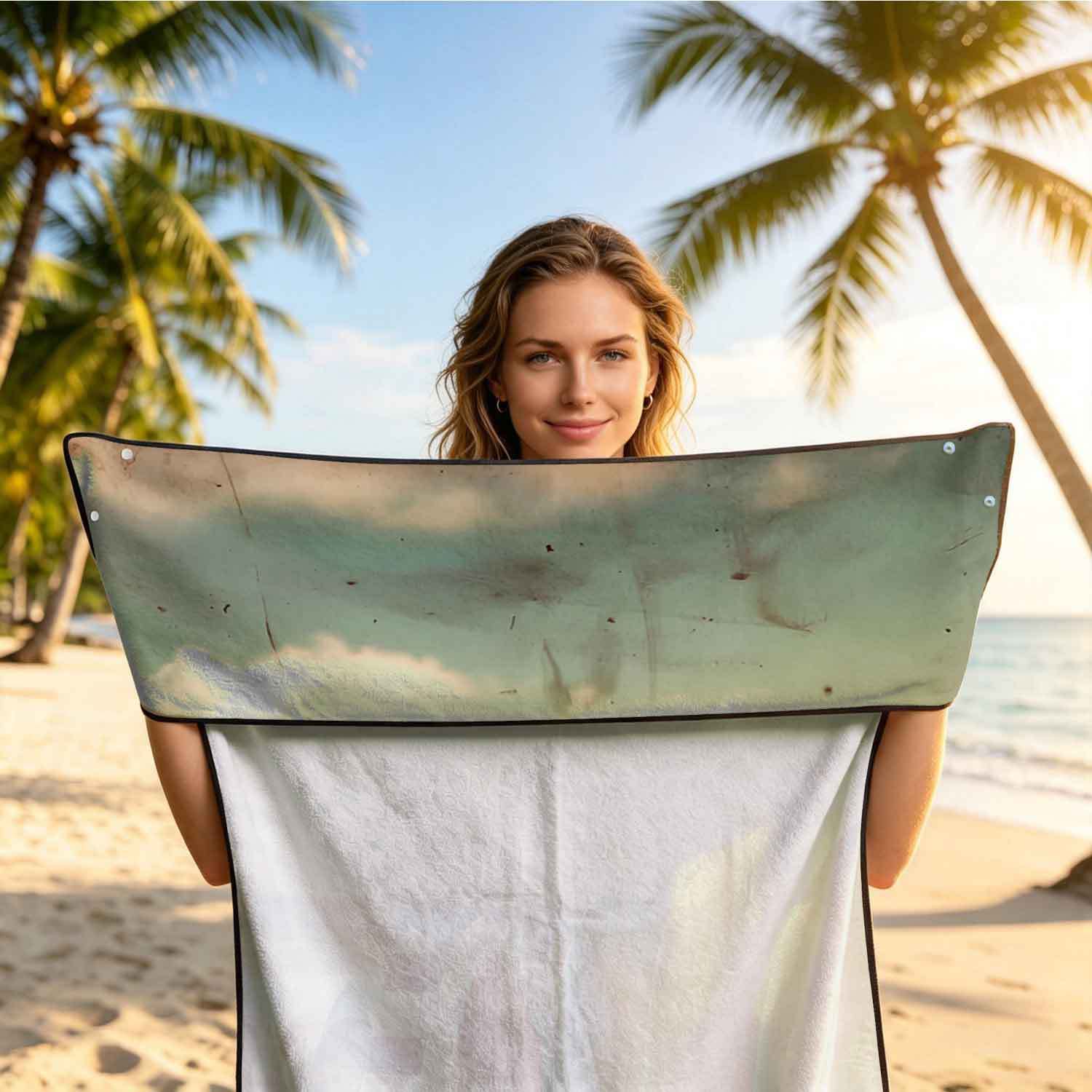 Printed bath towel and car seat cover 2-in-1, ultra-fine fiber outdoor beach and car dual-use universal seat cushion