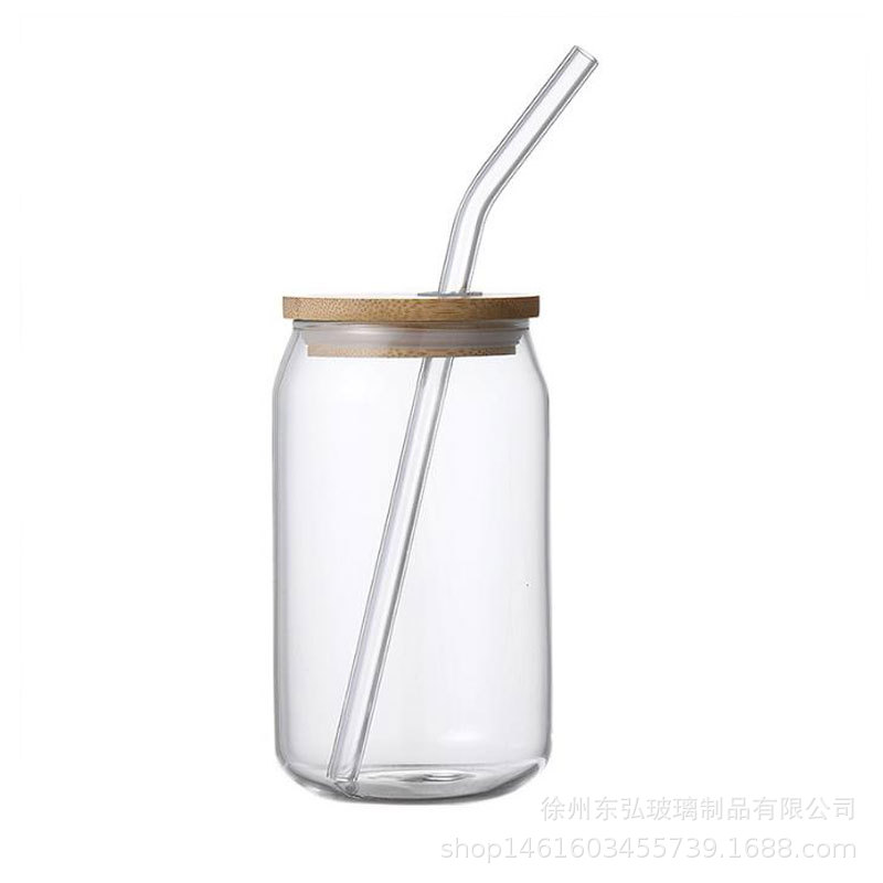 Embalaje transfronterizo red cola taza varias bebidas vidrio con paja borosilicato resistente a altas temperaturas frasco de vidrio al por mayor