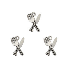 DIY 锌合金饰品配件 仿真 厨房餐具 刀叉 挂件食玩钥匙扣项链吊坠