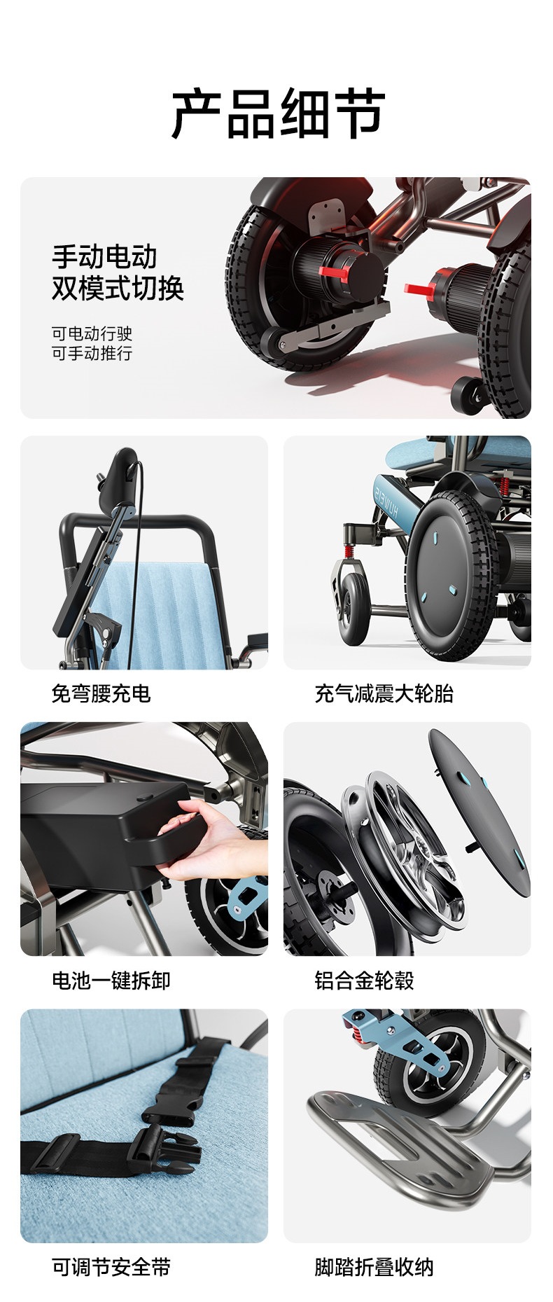 Guardian God 630 New Folding Electric Wheelchair, Lightweight, Intelligent, Fully Automatic Mobility Aid for Disabled Elderly People