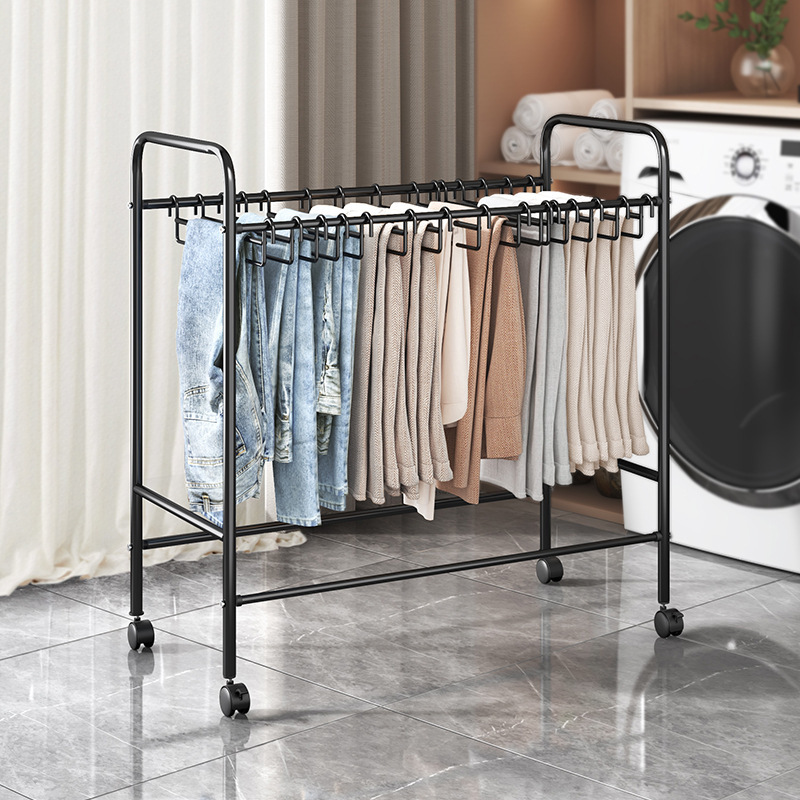 多功能裤子收纳架带挂钩晾衣架落地可移动挂裤子衣服整理储物架