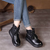 Leather demi-season low boots for leisure platform, cowhide