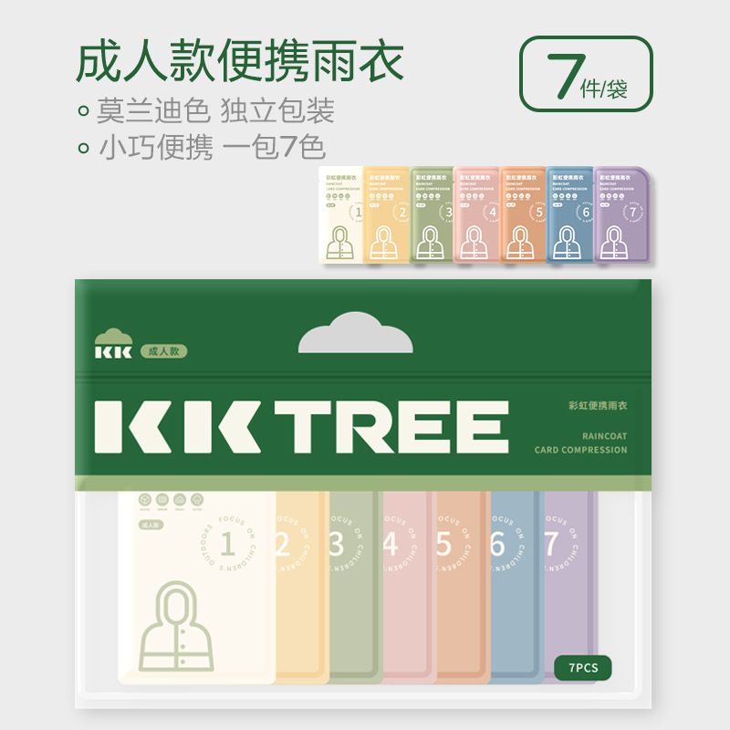 KK árbol tarjeta desechable impermeable poncho de compresión portátil todo el cuerpo de los niños a prueba de agua engrosada larga traje de lluvia para adultos