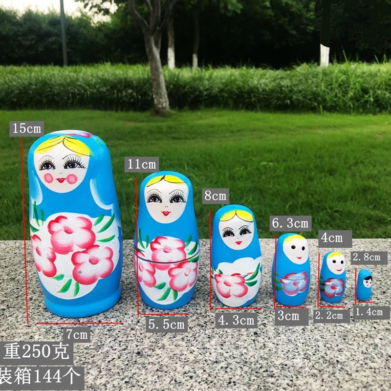 俄罗斯套娃6层手绘旅游景区工艺品俄罗斯特色木制摆件玩具装饰品|undefined