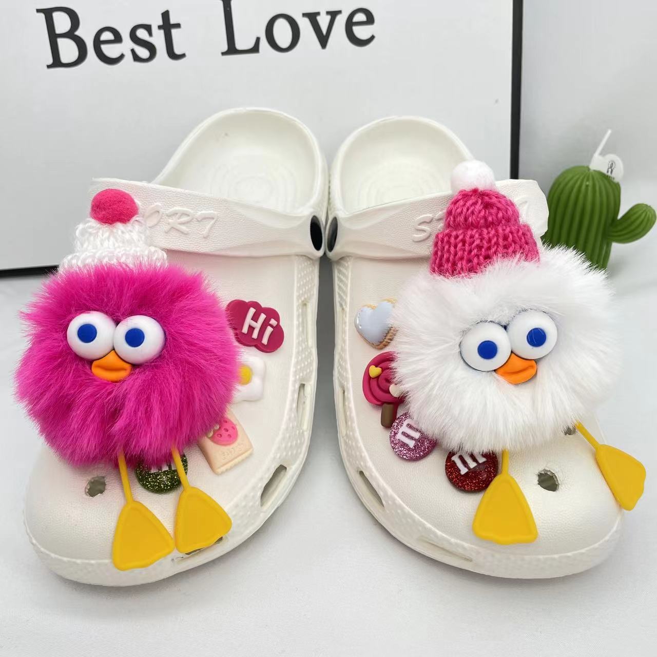 DIY洞洞鞋装饰可爱鸭子毛球花园鞋扣可拆卸卡通鞋配饰手机壳装饰