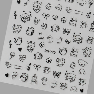 Redanco New 3D Internet Celebrity Ins Style Diy Kitten Puppy Nail Art Sticker Adhesive Nail Sticker DH-732