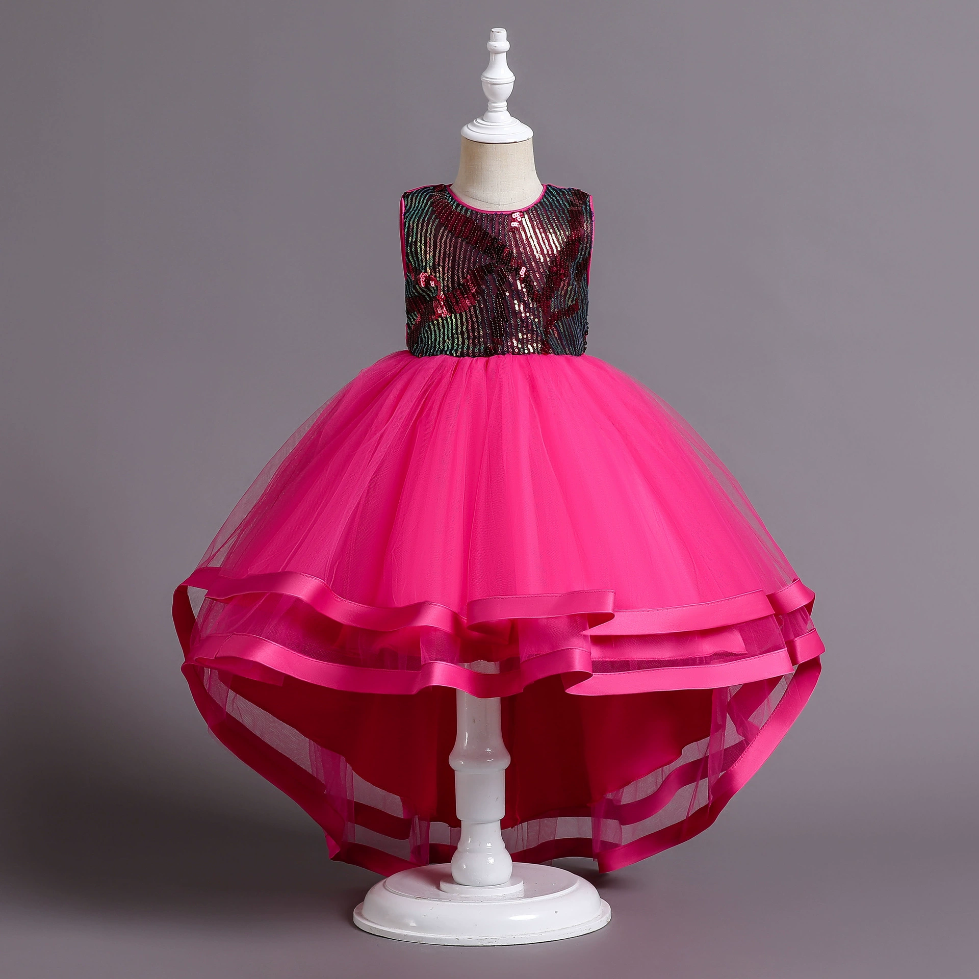 Nail sequins, evening dress, girl's skirt, suit, small princess costume sleevless, tutu skirt, tulle