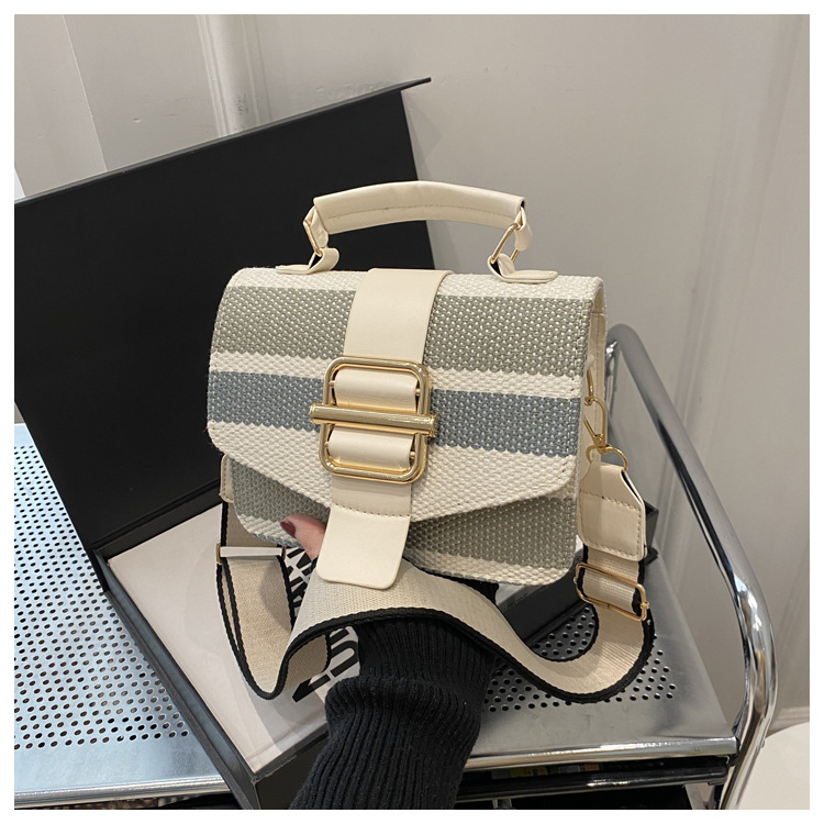 337g Weight Polyester Lining Material Sewing Thread Fashion Element Magnetic Buckle, Flip Cover Closure Type Top Handle, Sling Strap Strap Type Crossbody Bag Bags Type Casual, Daily, Shopping Occasion Pu Leather Material Stripe Pattern All Seasons Season Women's Gender Classic Style Style Square Shape Women's Pu Leather Stripe Classic Style Sewing Thread Square Magnetic Buckle Flip Cover Crossbody Bag 12