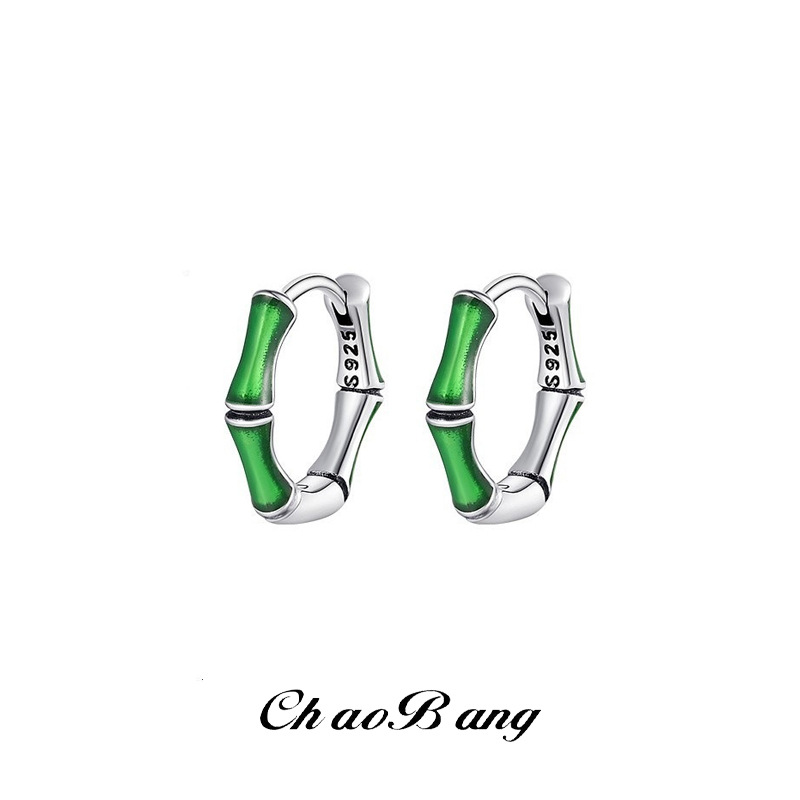 Cross-Border Bamboo Earrings for Men, Trendy, Fashionable, Light Luxury Style, High-End, Simple, Cool Style, Niche Personality Earrings for Women