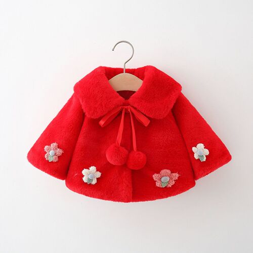 Baby cape for autumn and winter going out with velvet to keep warm for baby girl coat princess clothes cute windproof shawl