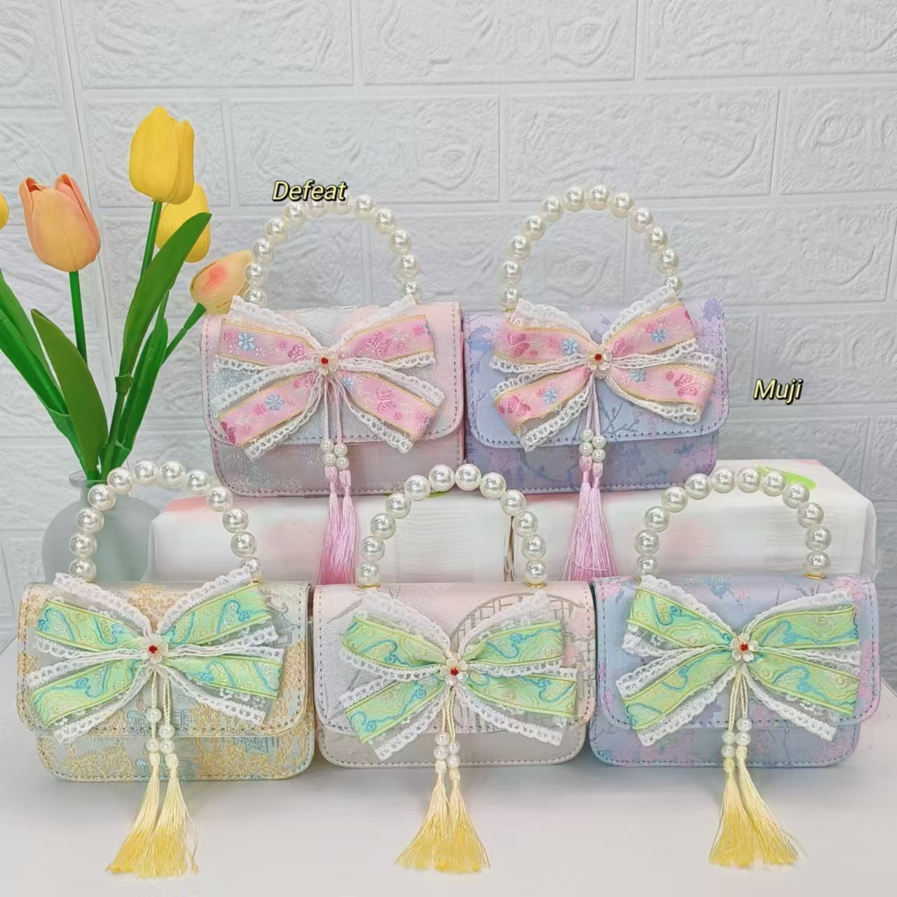 Bolso de perla bolso de estilo nacional bolso de niños nuevo estilo antiguo chino bolso de princesa bolso de cadena bolso de mochila accesorios