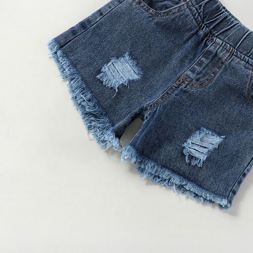 Amazon Kids' Striped Belted Top + Denim Frayed Shorts 4th of July Set