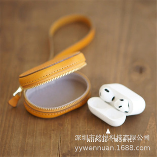 Cross-border new leather wireless Bluetooth headset storage bag suitable for Apple 3 generation Bluetooth headset leather case