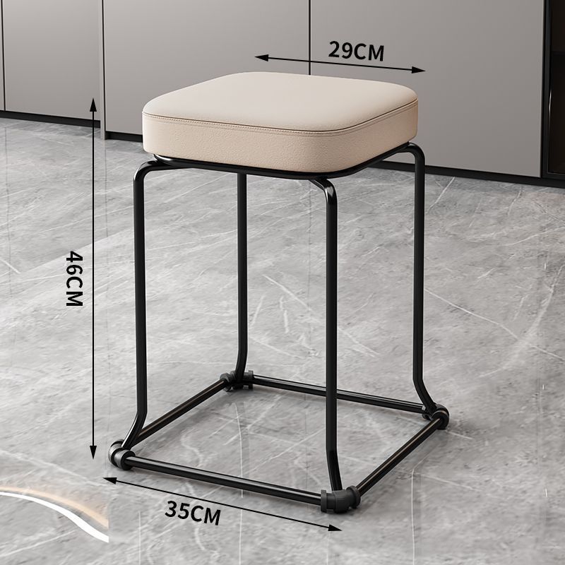 Taburete redondo de envoltura suave, silla de comedor de hierro forjado, taburete cuadrado sólido moderno, taburete de acero apilable para el hogar image 11